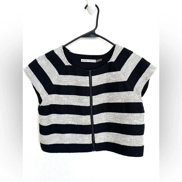 Alice & Olivia Striped‎ Cotton-Blend Jacket & Shorts set size 4